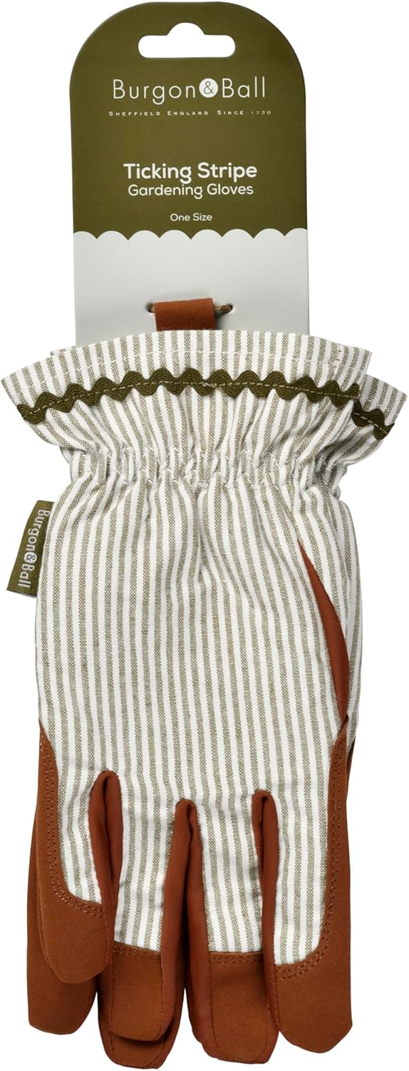 Collection Gardening Gloves – Olive Stripe (One Size) | Classic Fit by Burgon & Ball