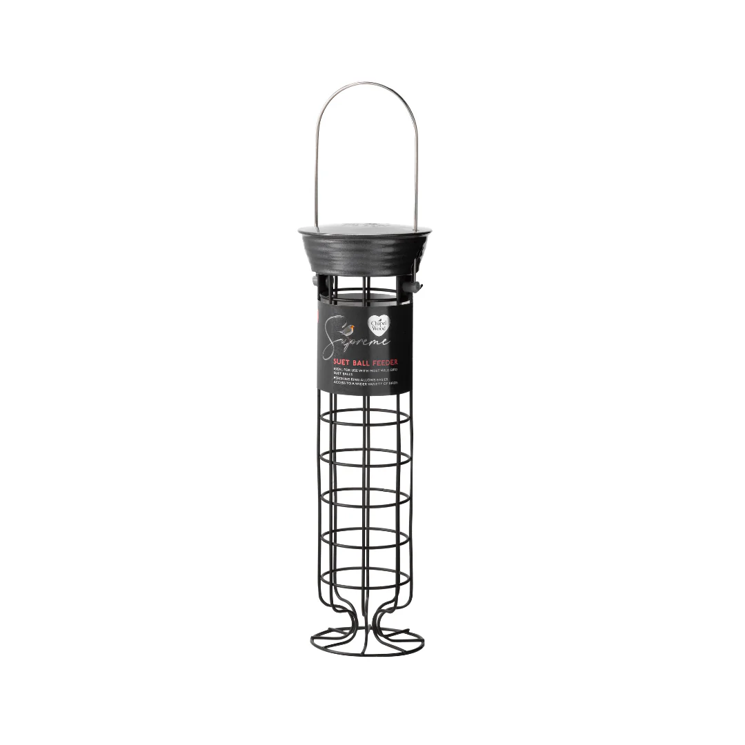 Supreme Suet Ball Feeder, Metal Bird Feeder with Perching Ring, 30cm