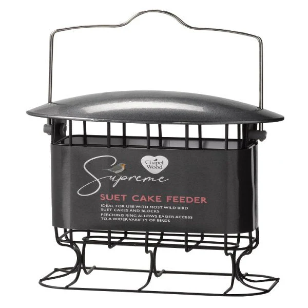 Supreme Suet Cake Feeder, Metal Wild Bird Feeder with Perching Ring, 15cm