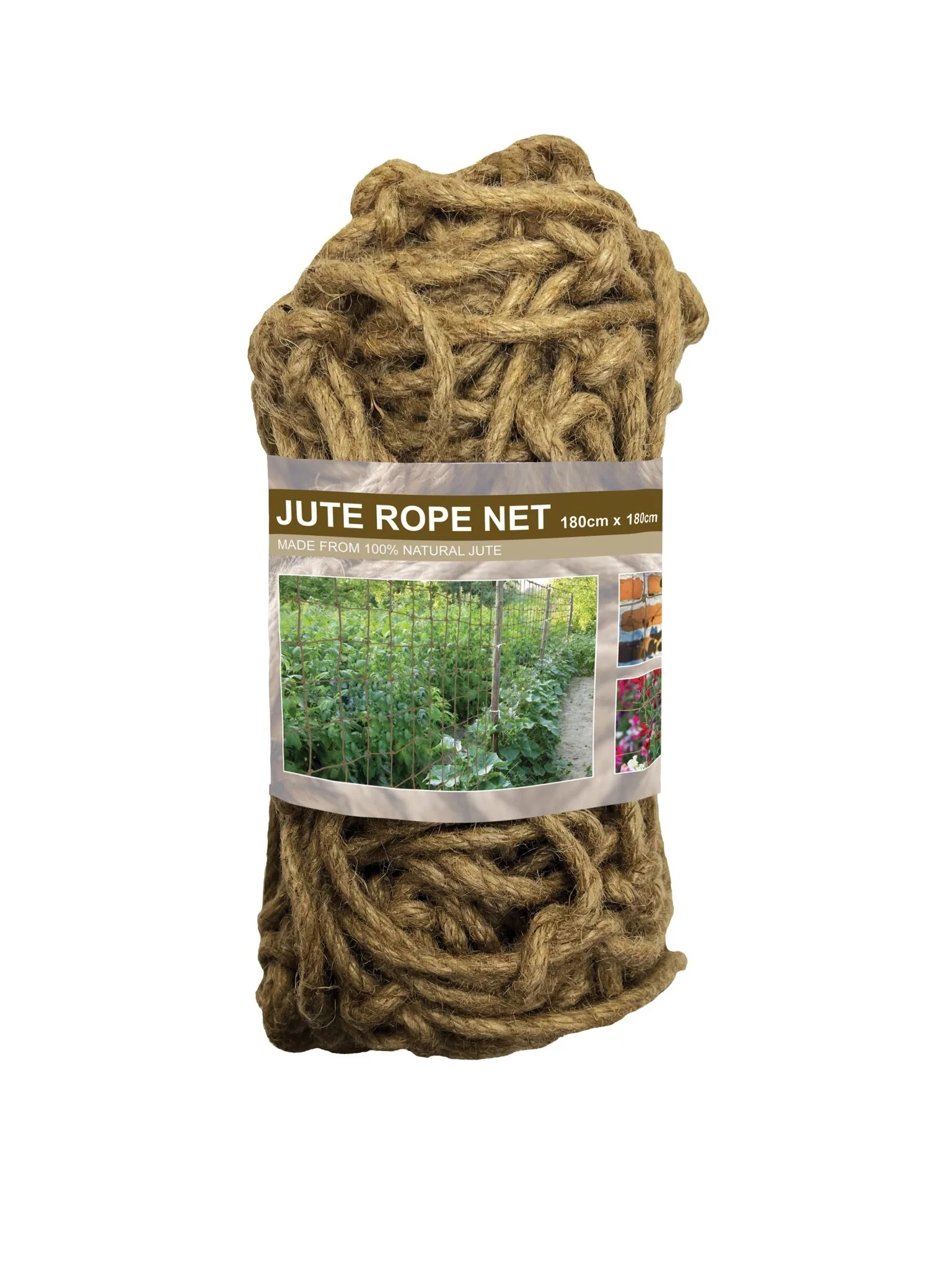 Jute Rope Net 180cm x 180cm, Natural Plant Support Netting for Climbing Plants