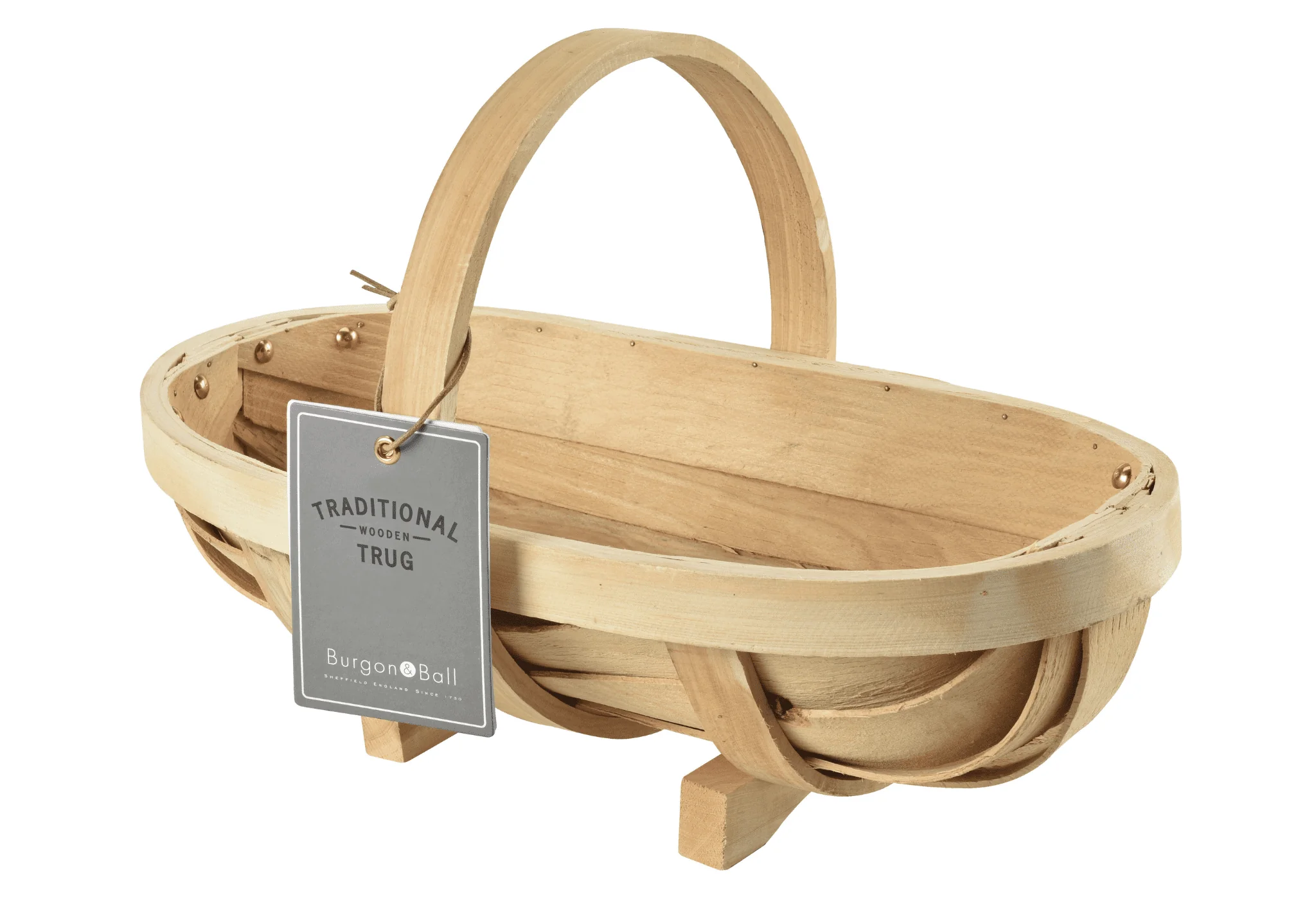 Traditional Wooden Trug, Medium Harvest Basket, FSC Wood, 40cm Length