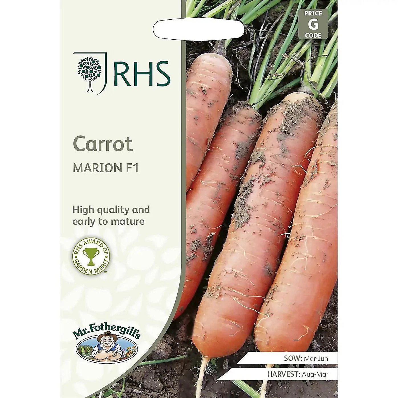 Mr Fothergill's RHS Carrot Marion F1 Seeds, Nantes Variety, High Yield Vegetable Seeds