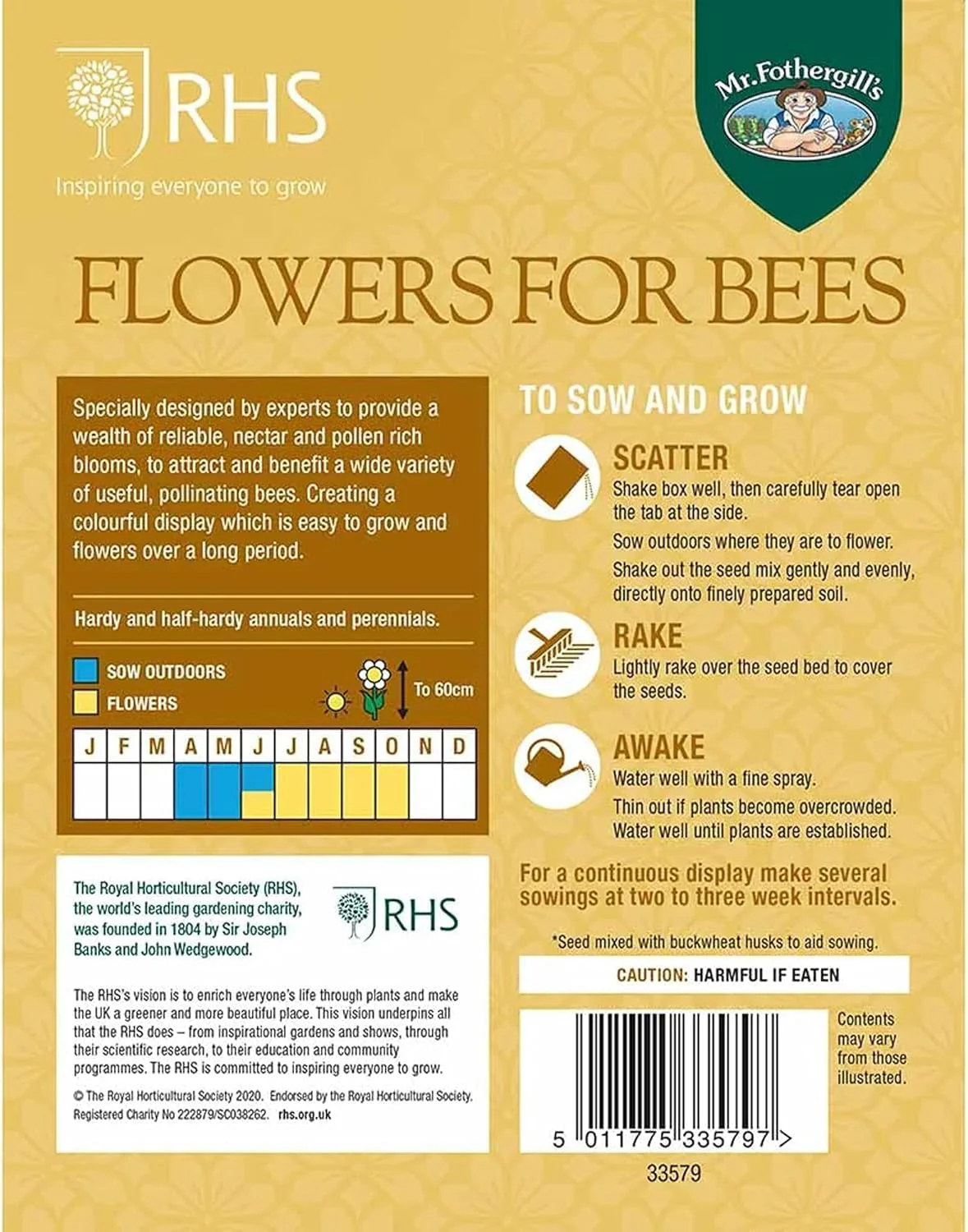 Mr Fothergill’s RHS Flowers For Bees Easy Sow Seeds 20g Box - Image 4