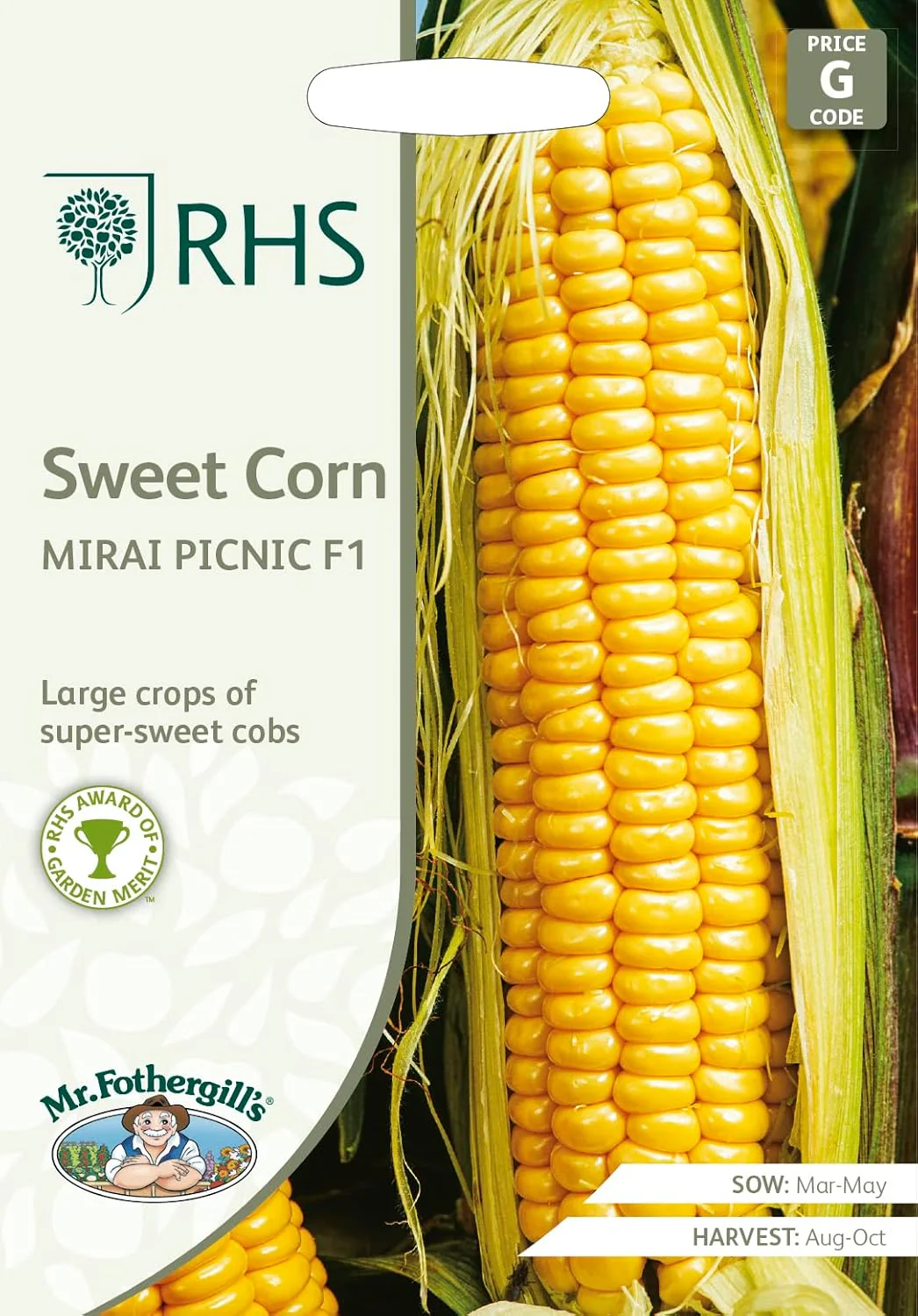 RHS Sweet Corn Mirai Picnic F1, 25 Seeds