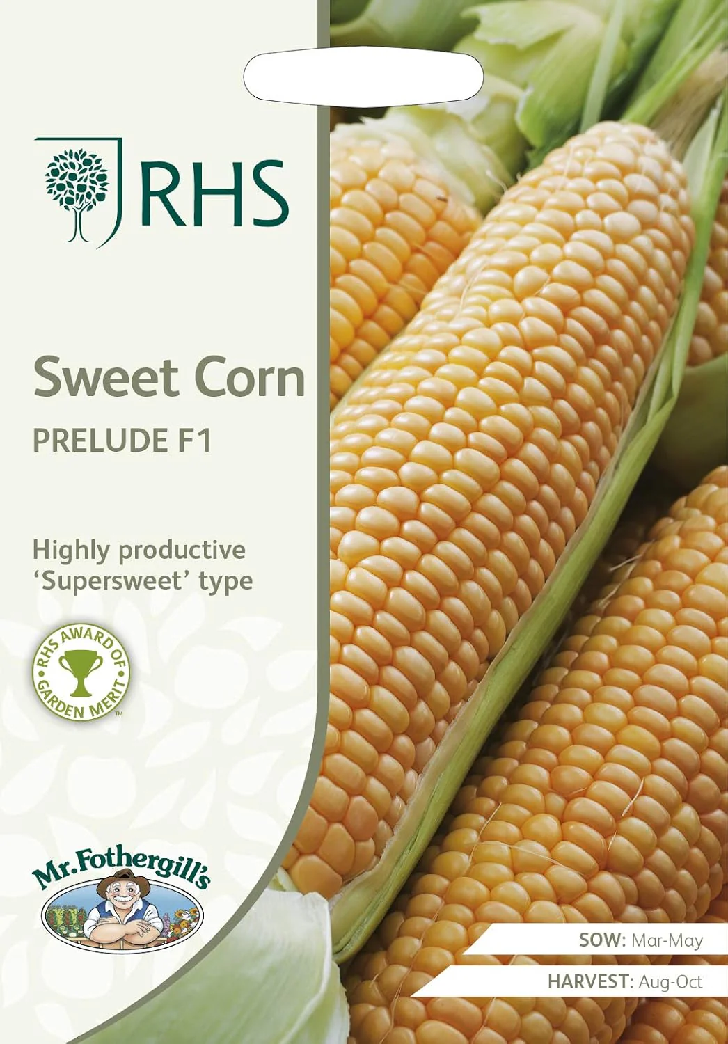 RHS Sweet Corn Prelude F1, 35 Seeds