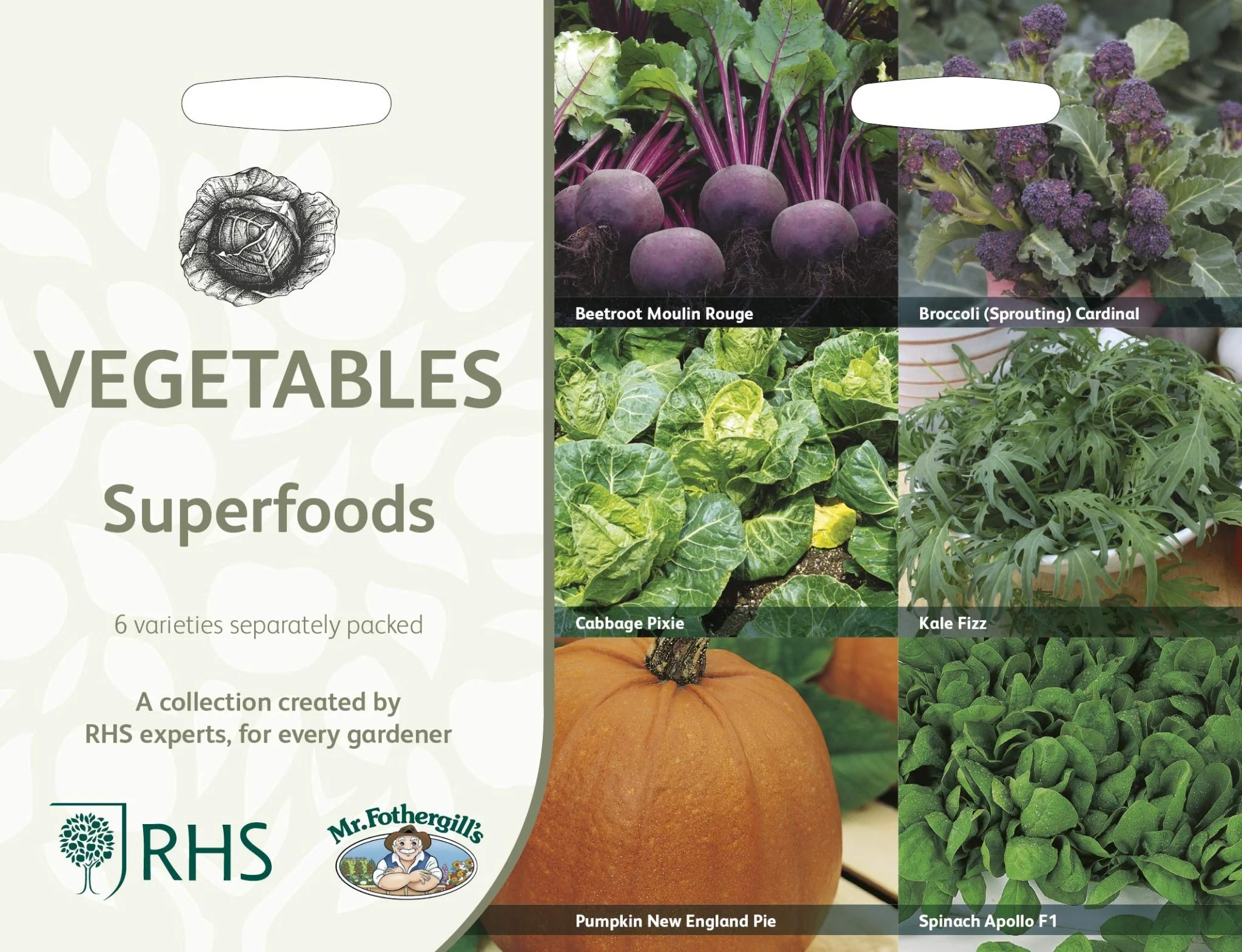 RHS Vegetables Superfoods Vegetable Seeds Collection 6 Nutrient Rich Varieties